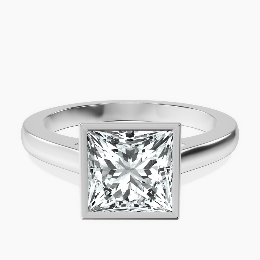 Platinum Bezel Set Solitaire Lab Diamond Ring front image