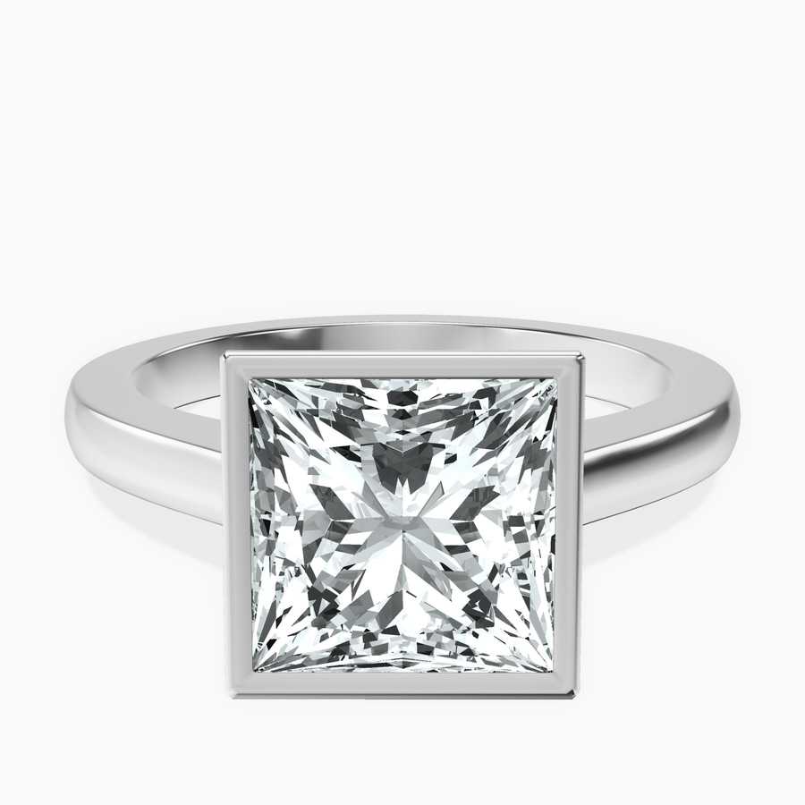 10kt White Gold Bezel Set Solitaire Lab Diamond Ring front image