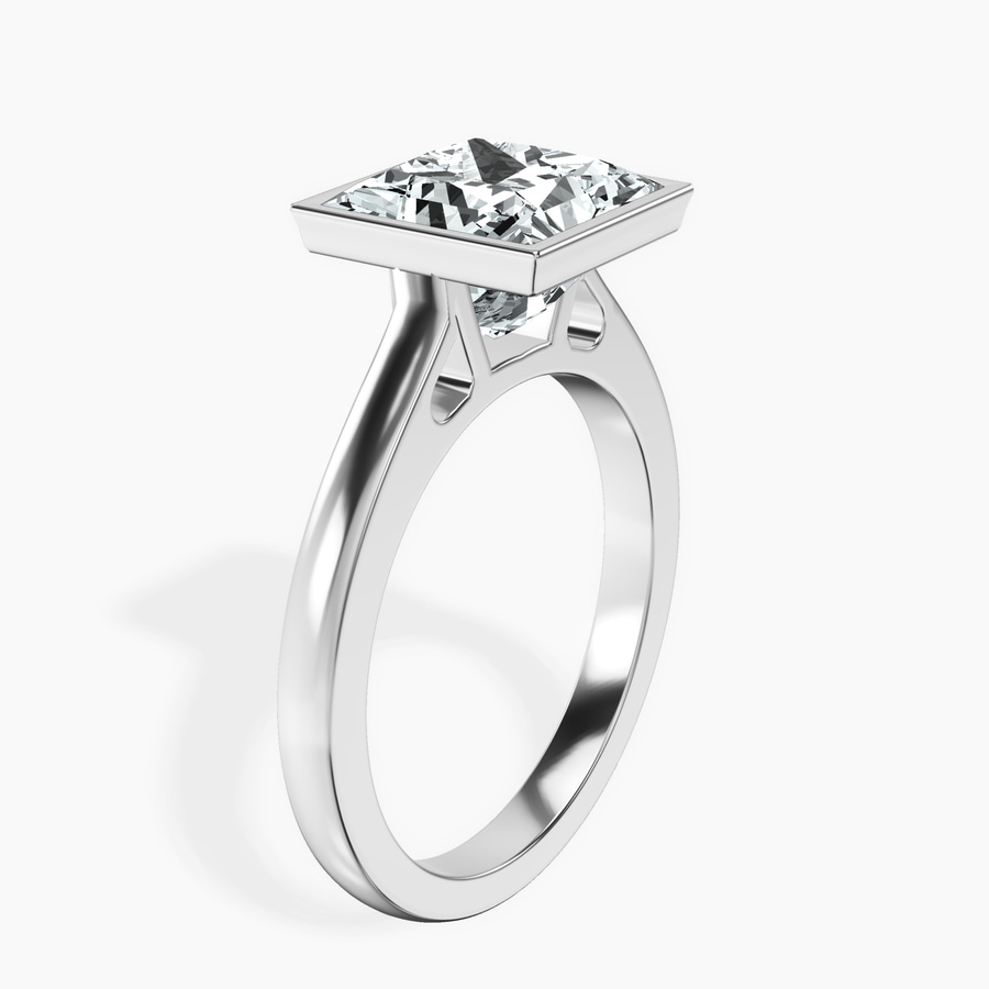 Platinum Bezel Set Solitaire Lab Diamond Ring standing product image one