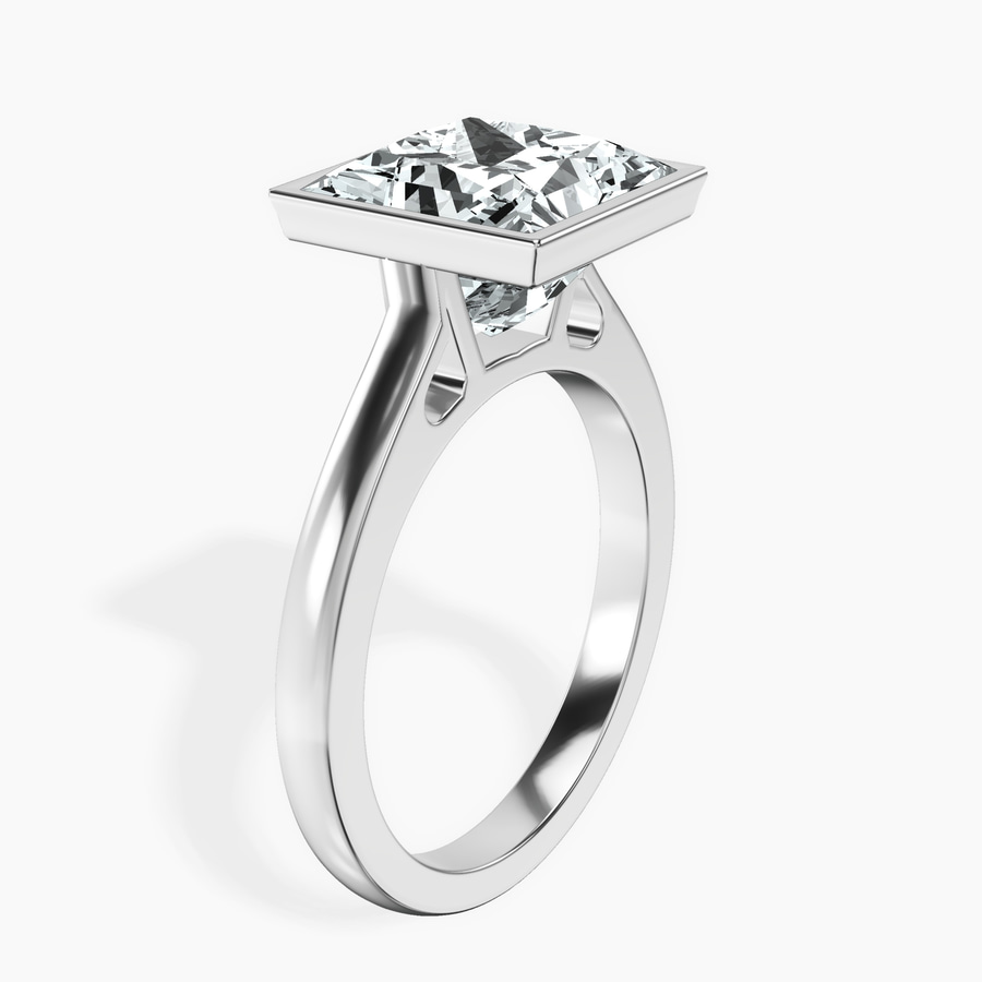Platinum Bezel Set Solitaire Lab Diamond Ring standing product image one