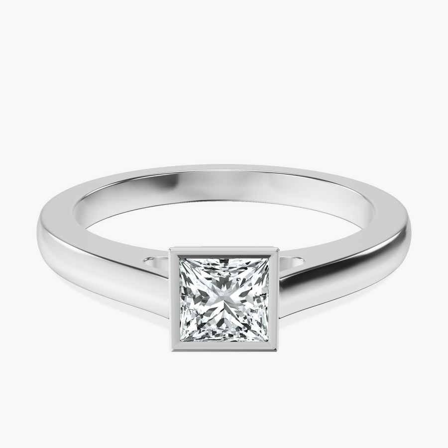 Platinum Bezel Set Solitaire Lab Diamond Ring front image
