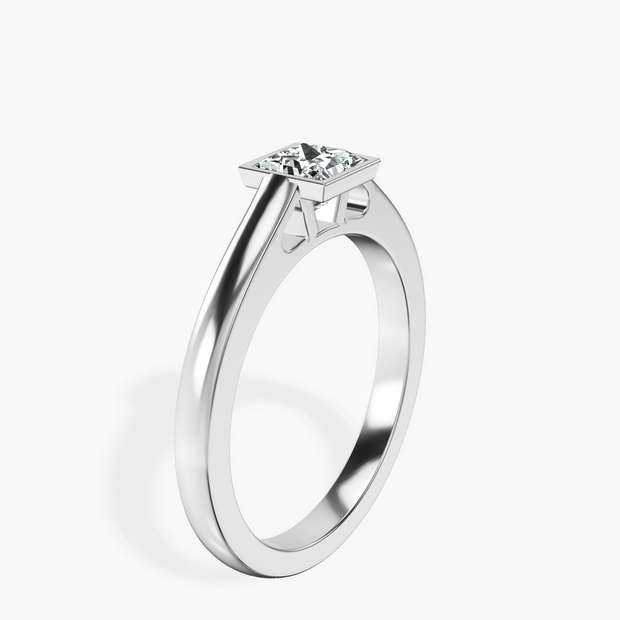 10kt White Gold Bezel Set Solitaire Lab Diamond Ring standing product image one
