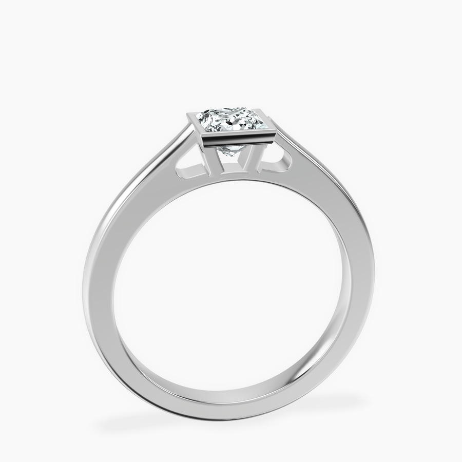 10kt White Gold Bezel Set Solitaire Lab Diamond Ring side right image one