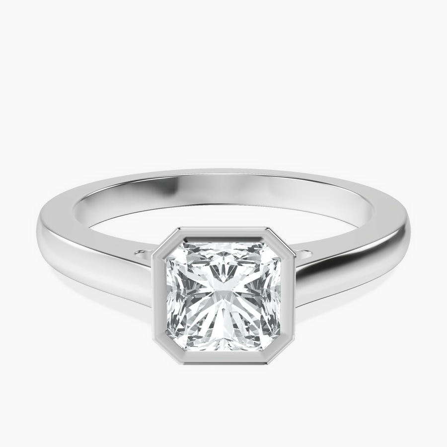 18kt White Gold Bezel Set Solitaire Lab Diamond Ring front image