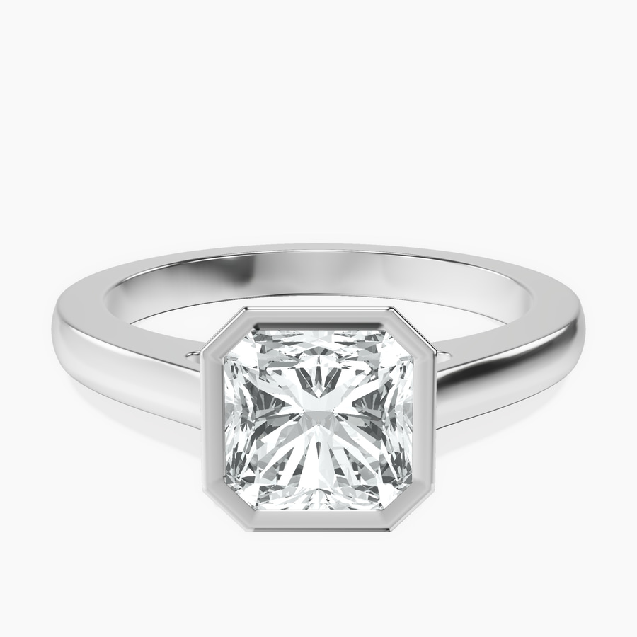 Platinum Bezel Set Solitaire Lab Diamond Ring front image