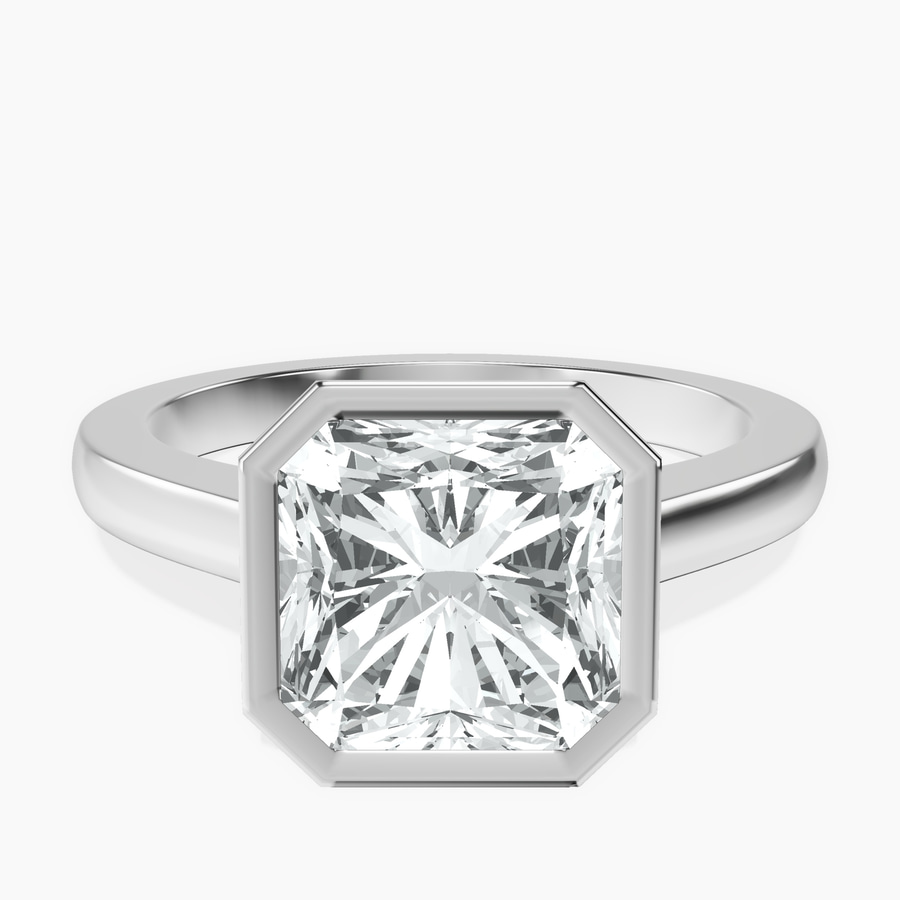 10kt White Gold Bezel Set Solitaire Lab Diamond Ring front image
