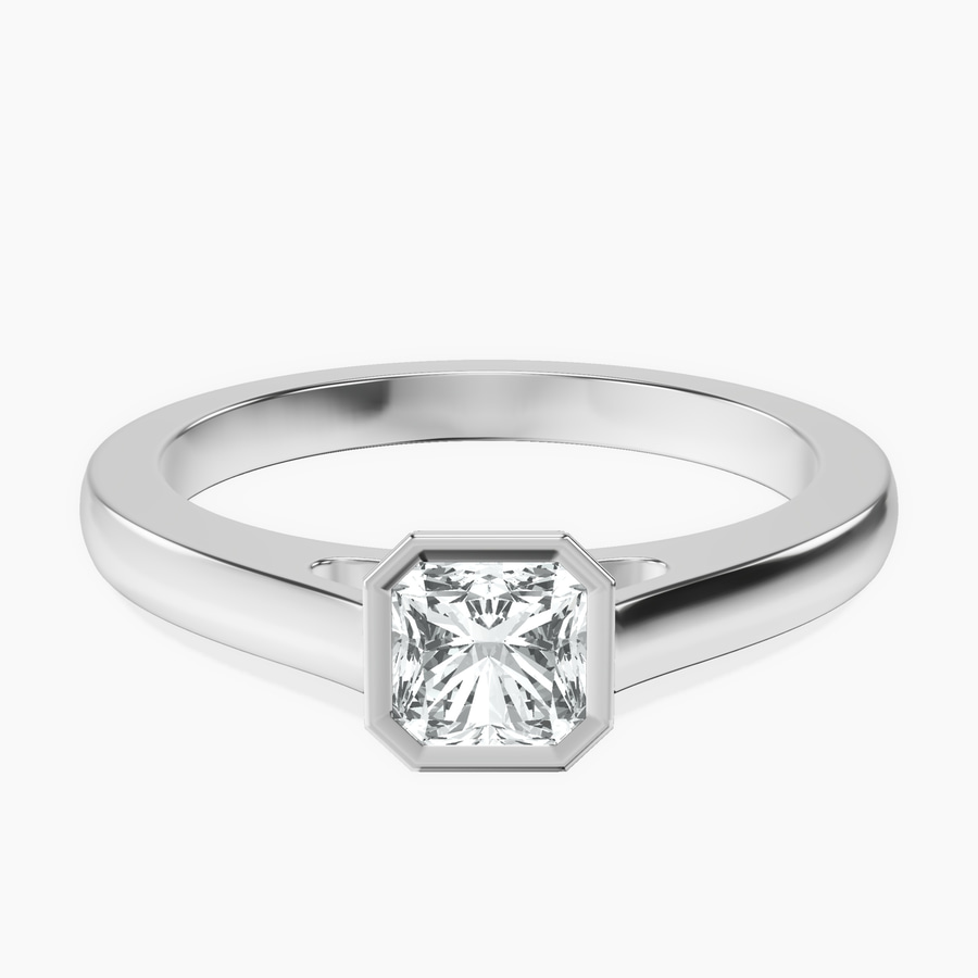 Platinum Bezel Set Solitaire Lab Diamond Ring front image