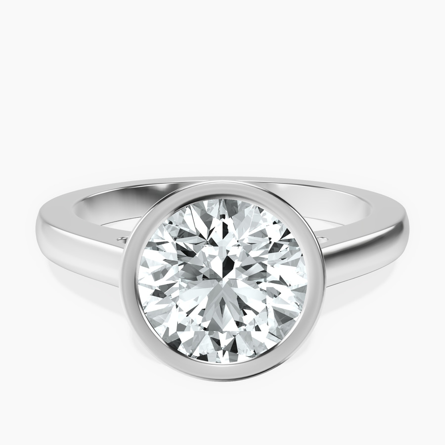 10kt White Gold Bezel Set Solitaire Lab Diamond Ring front image