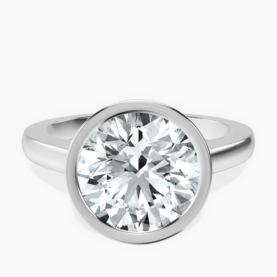 Platinum Bezel Set Solitaire Lab Diamond Ring front image
