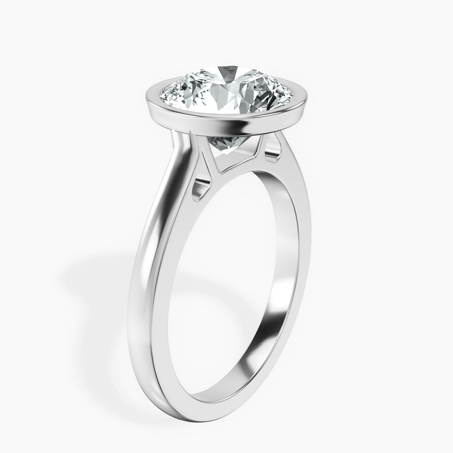 Platinum Bezel Set Solitaire Lab Diamond Ring standing product image one