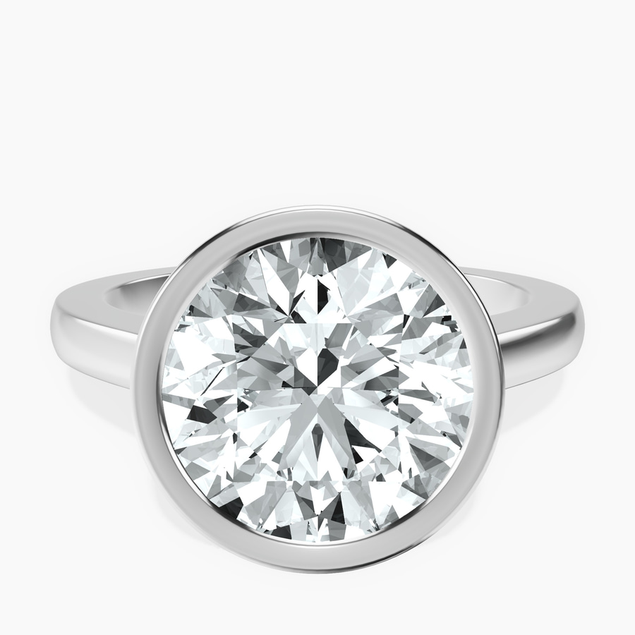 18kt White Gold Bezel Set Solitaire Lab Diamond Ring front image