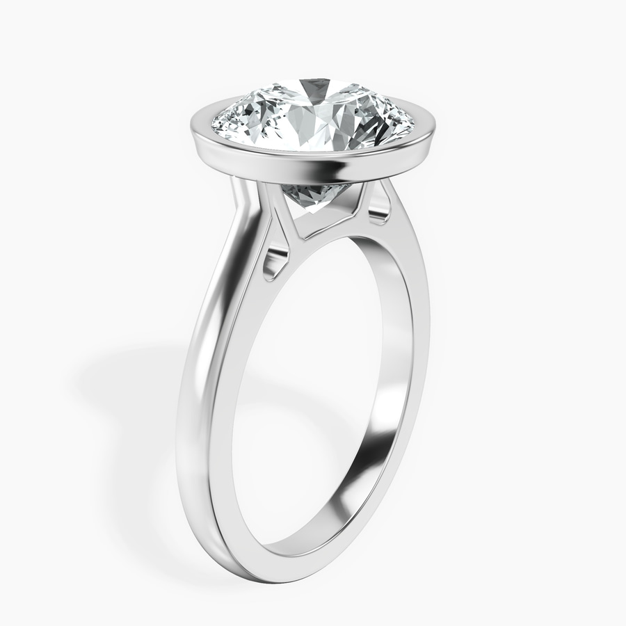 Platinum Bezel Set Solitaire Lab Diamond Ring standing product image one
