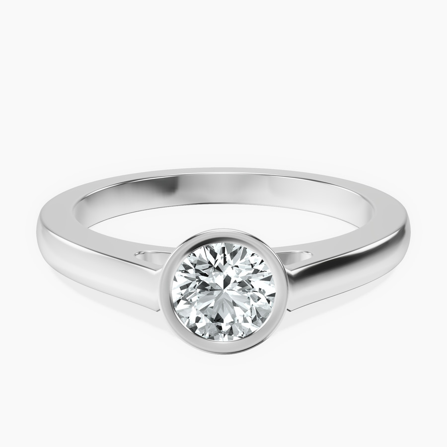 10kt White Gold Bezel Set Solitaire Lab Diamond Ring front image