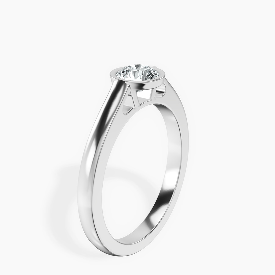 Platinum Bezel Set Solitaire Lab Diamond Ring standing product image one