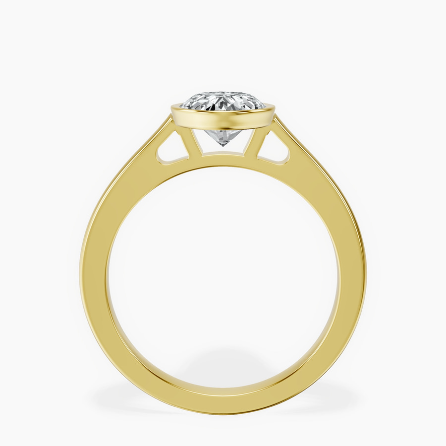 14ct Yellow Gold Bezel Set Solitaire Lab Diamond Ring side right image one