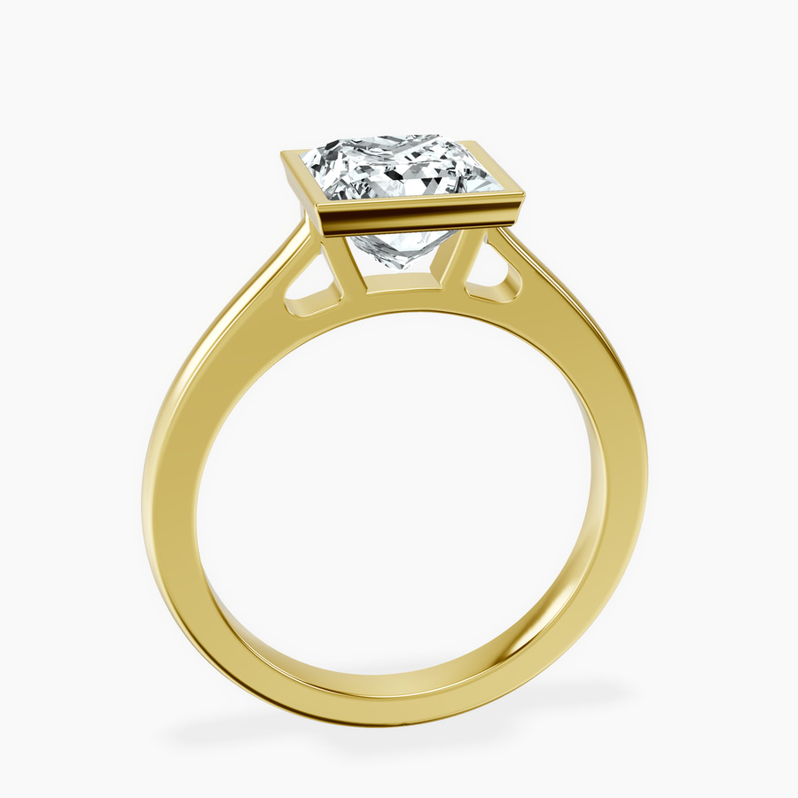14kt Yellow Gold Bezel Set Solitaire Lab Diamond Ring side right image one