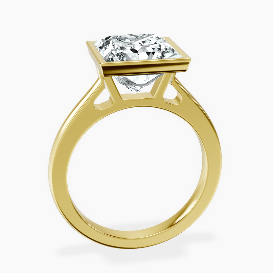 18kt Yellow Gold Bezel Set Solitaire Lab Diamond Ring side right image one