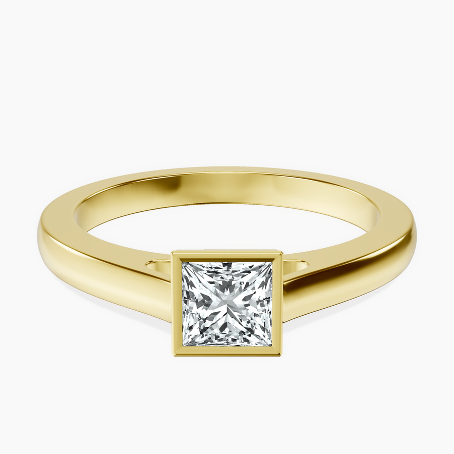 18kt Yellow Gold Bezel Set Solitaire Lab Diamond Ring front image