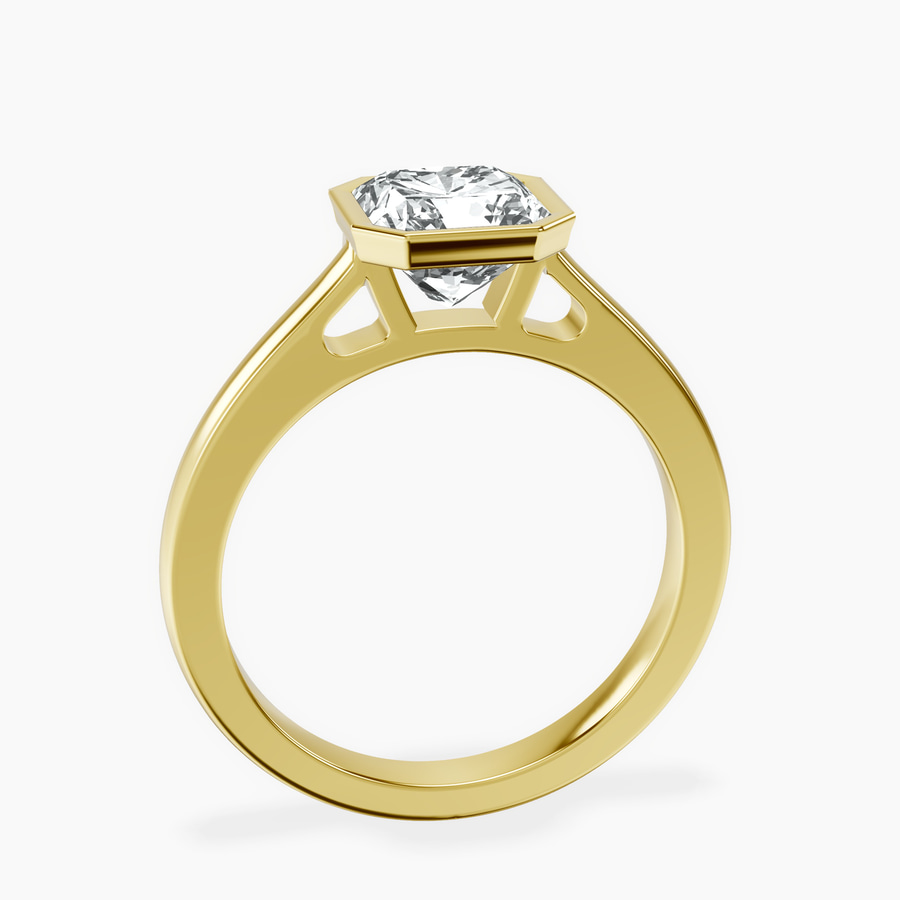 14ct Yellow Gold Bezel Set Solitaire Lab Diamond Ring side right image one