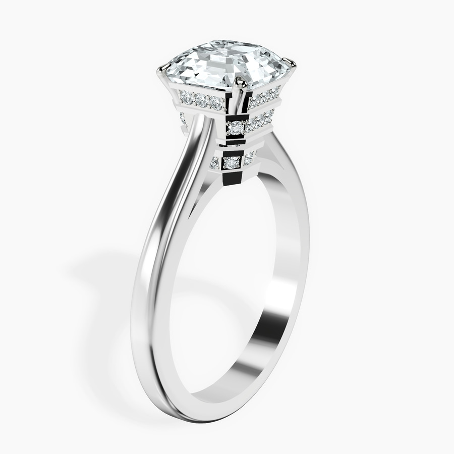 10kt White Gold Siran Secret Halo Lab Diamond Ring standing product image one
