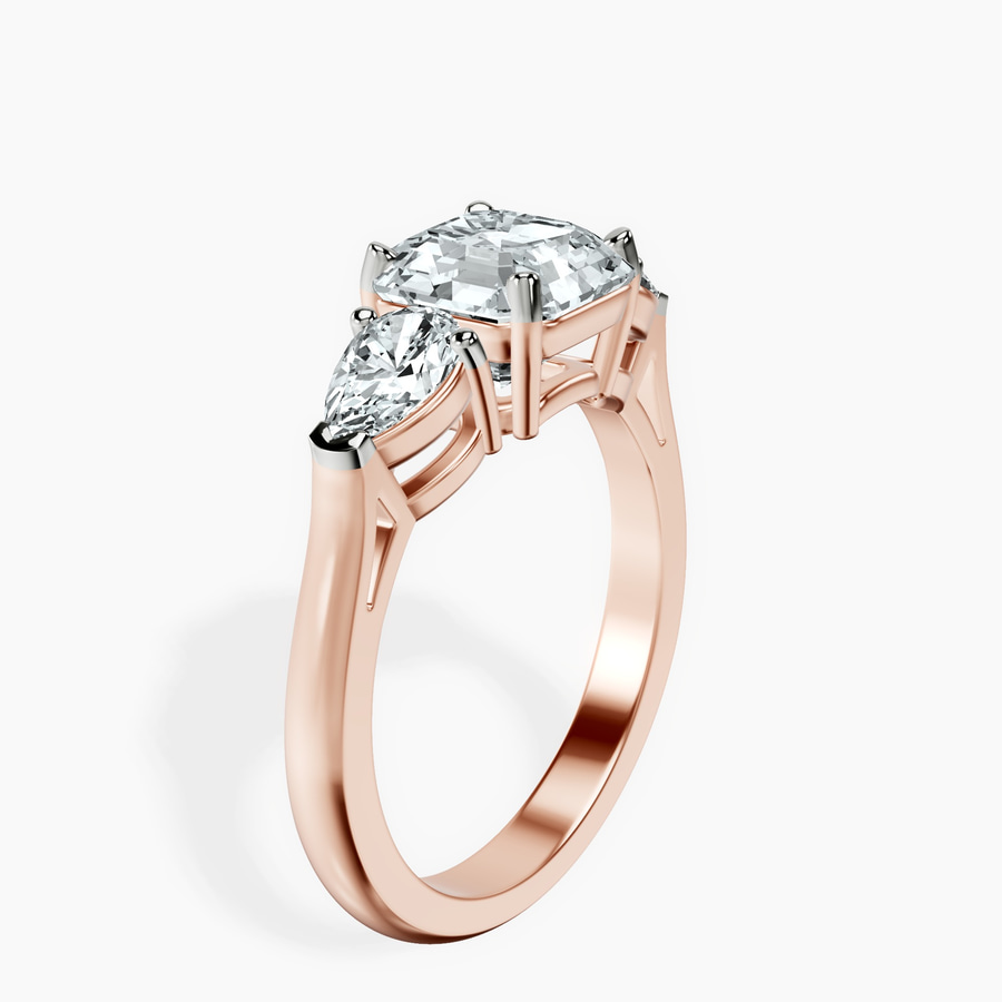 10kt Rose Gold Della Three stone Side Pear Lab Diamond Ring standing product image one