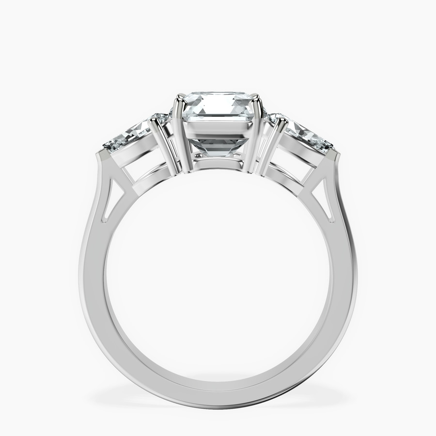 Platinum Della Three stone Side Pear Lab Diamond Ring side right image one