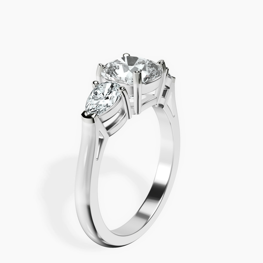 Platinum Della Three stone Side Pear Lab Diamond Ring standing product image one