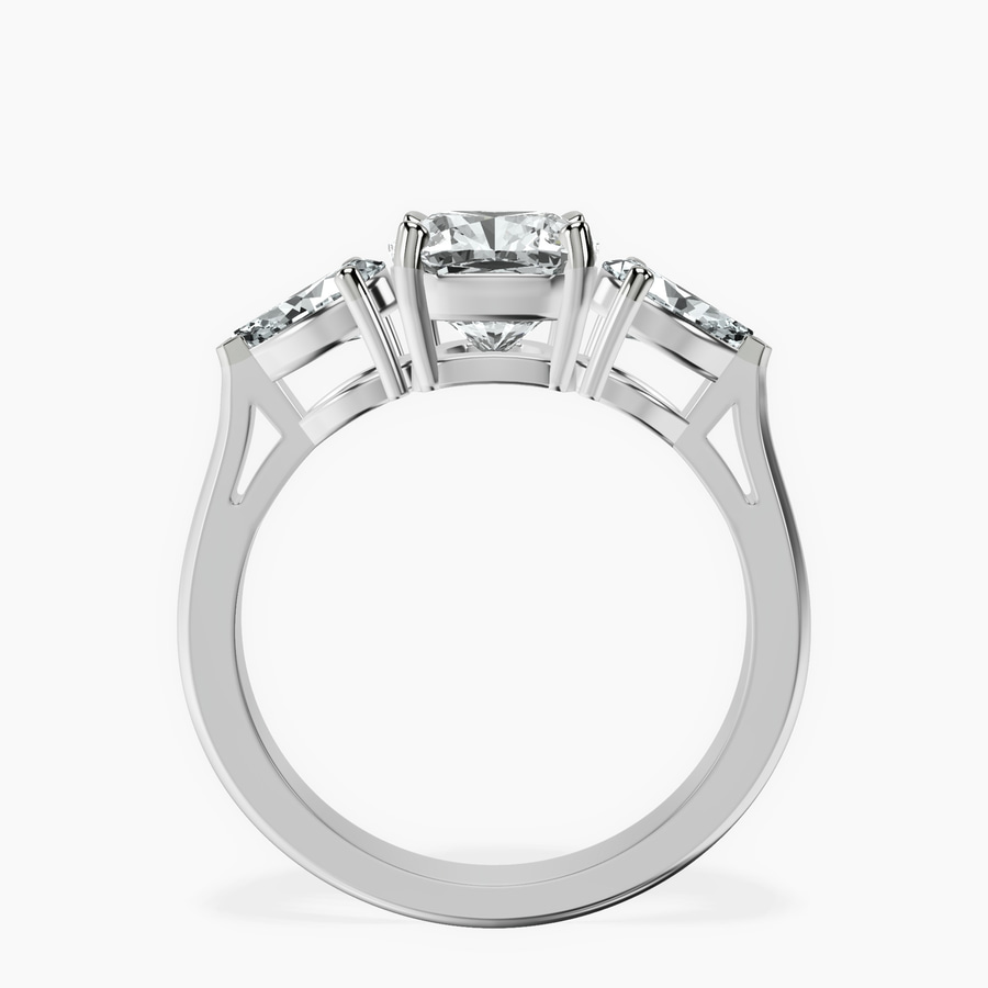 Platinum Della Three stone Side Pear Lab Diamond Ring side right image one