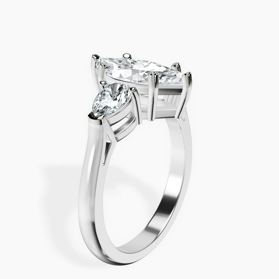 Platinum Della Three stone Side Pear Lab Diamond Ring standing product image one