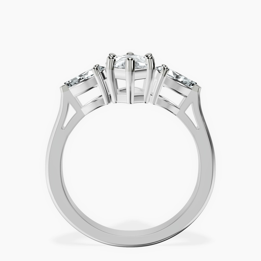 Platinum Della Three stone Side Pear Lab Diamond Ring side right image one