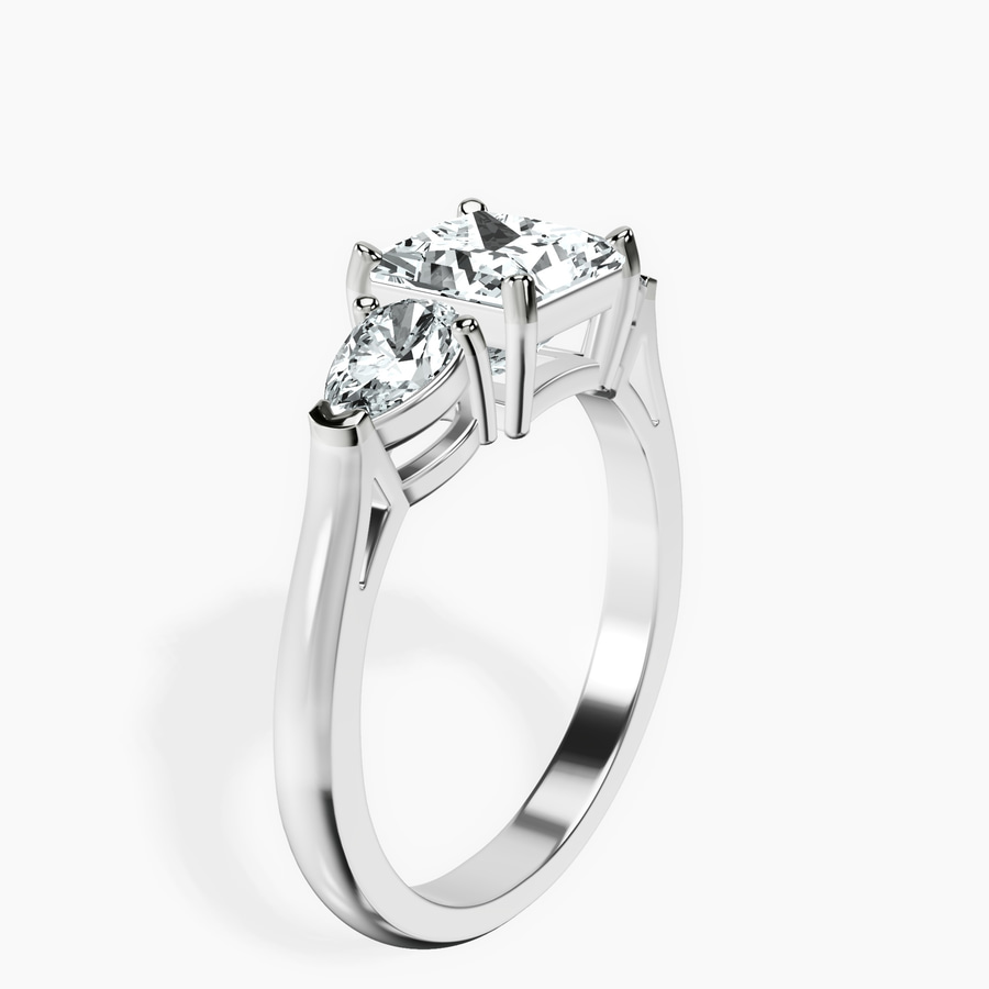 Platinum Della Three stone Side Pear Lab Diamond Ring standing product image one