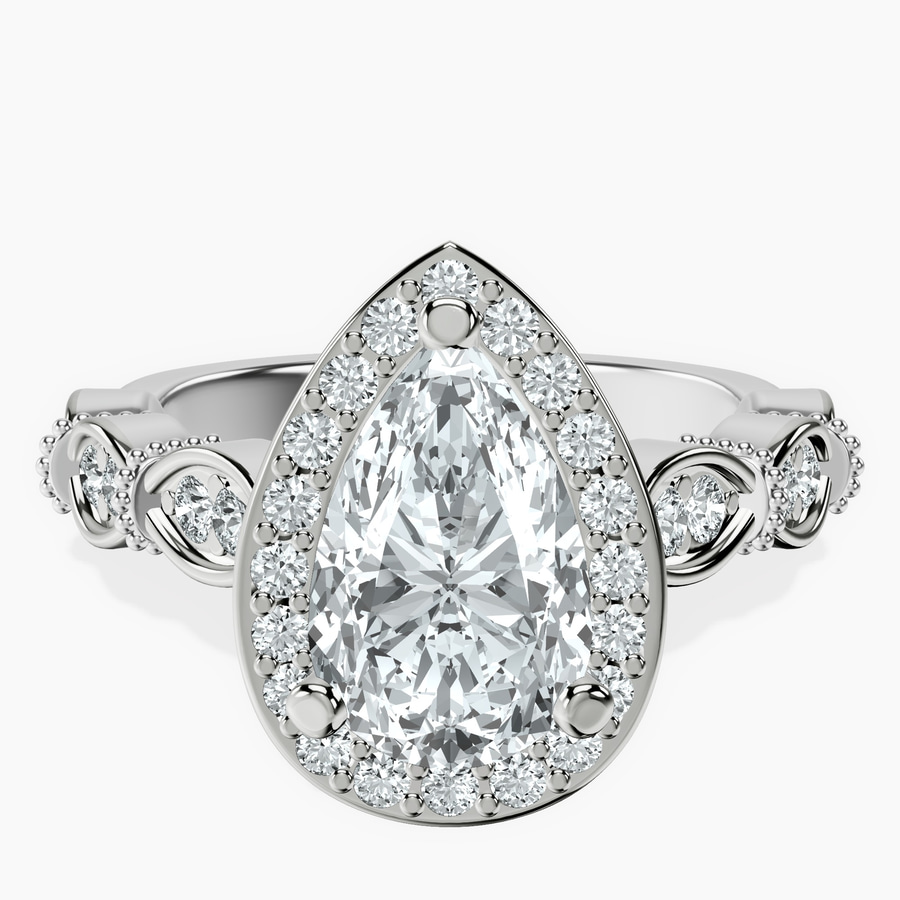 14kt White Gold Micaela Halo Lab Diamond Ring front image