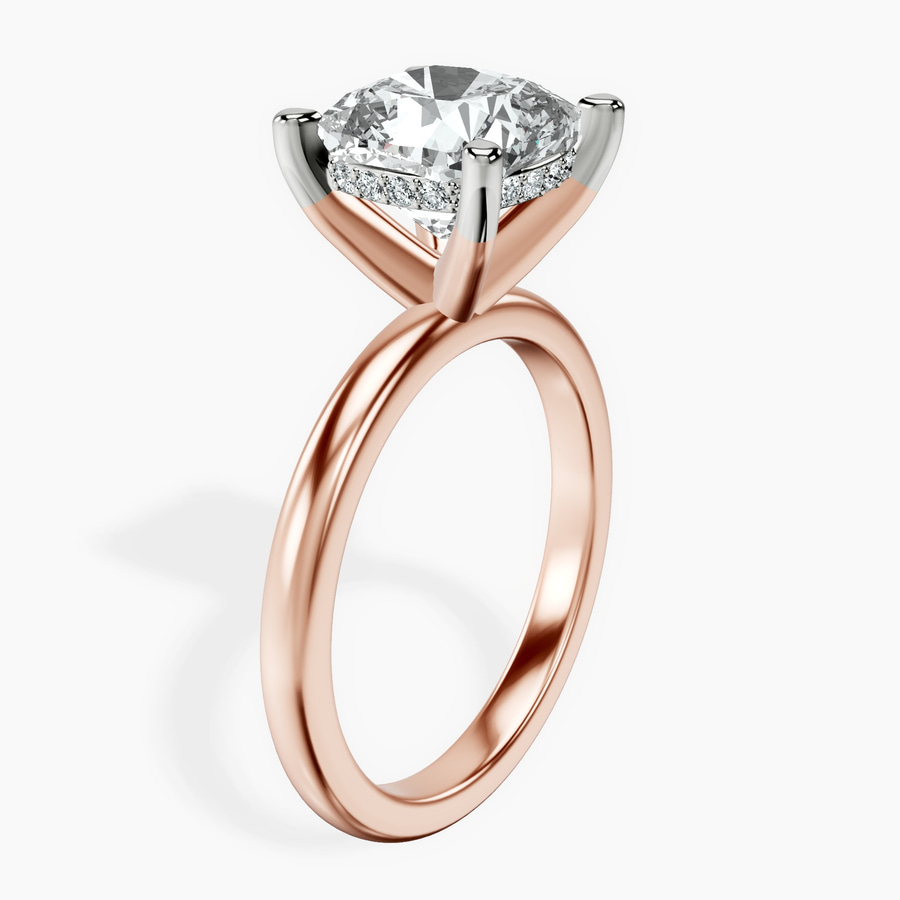 10kt Rose Gold Mildred Hidden Halo Solitaire Lab Diamond Ring standing product image one