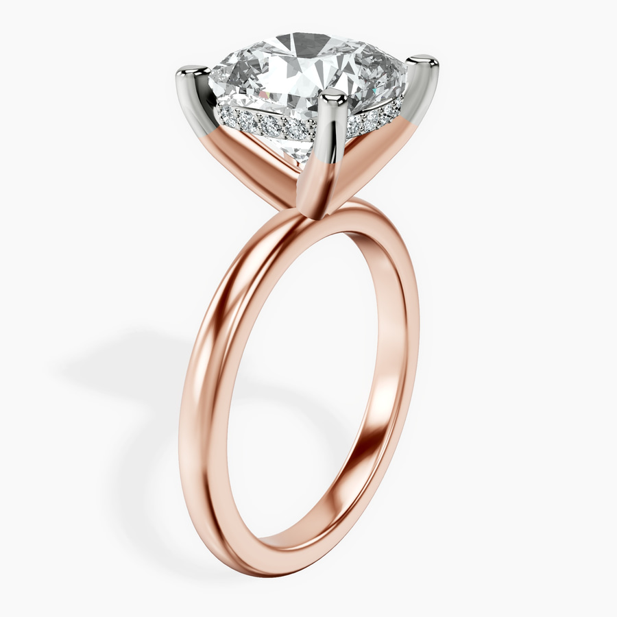 14kt Rose Gold Mildred Hidden Halo Solitaire Lab Diamond Ring standing product image one