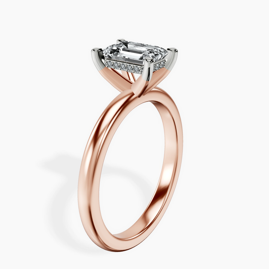 14kt Rose Gold Mildred Hidden Halo Solitaire Lab Diamond Ring standing product image one
