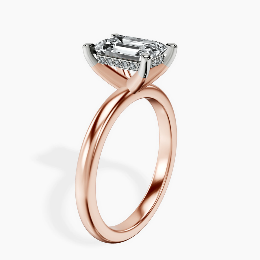 18ct Rose Gold Mildred Hidden Halo Solitaire Lab Diamond Ring standing product image one