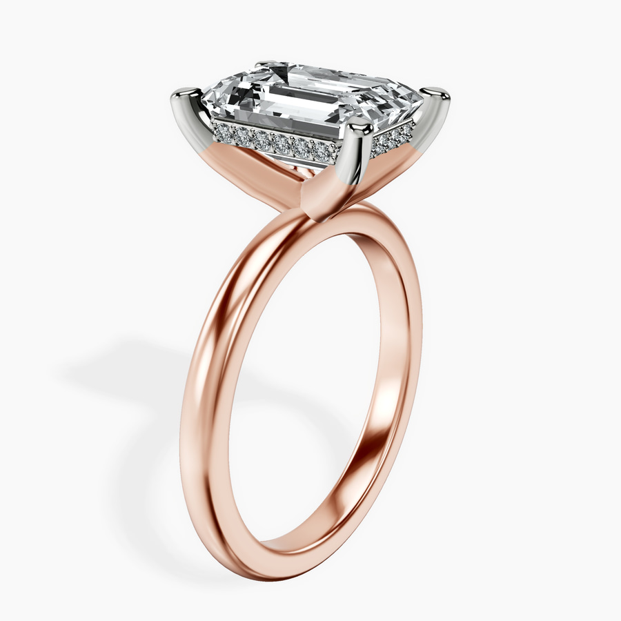 14kt Rose Gold Mildred Hidden Halo Solitaire Lab Diamond Ring standing product image one