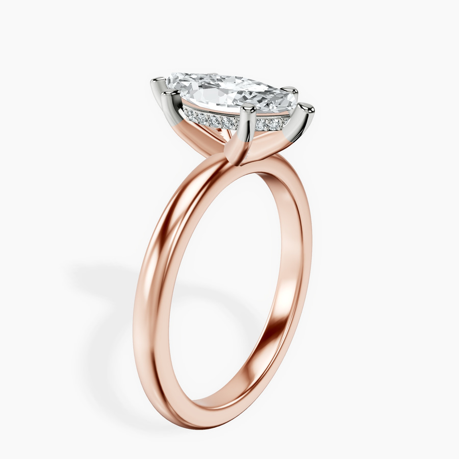 14kt Rose Gold Mildred Hidden Halo Solitaire Lab Diamond Ring standing product image one