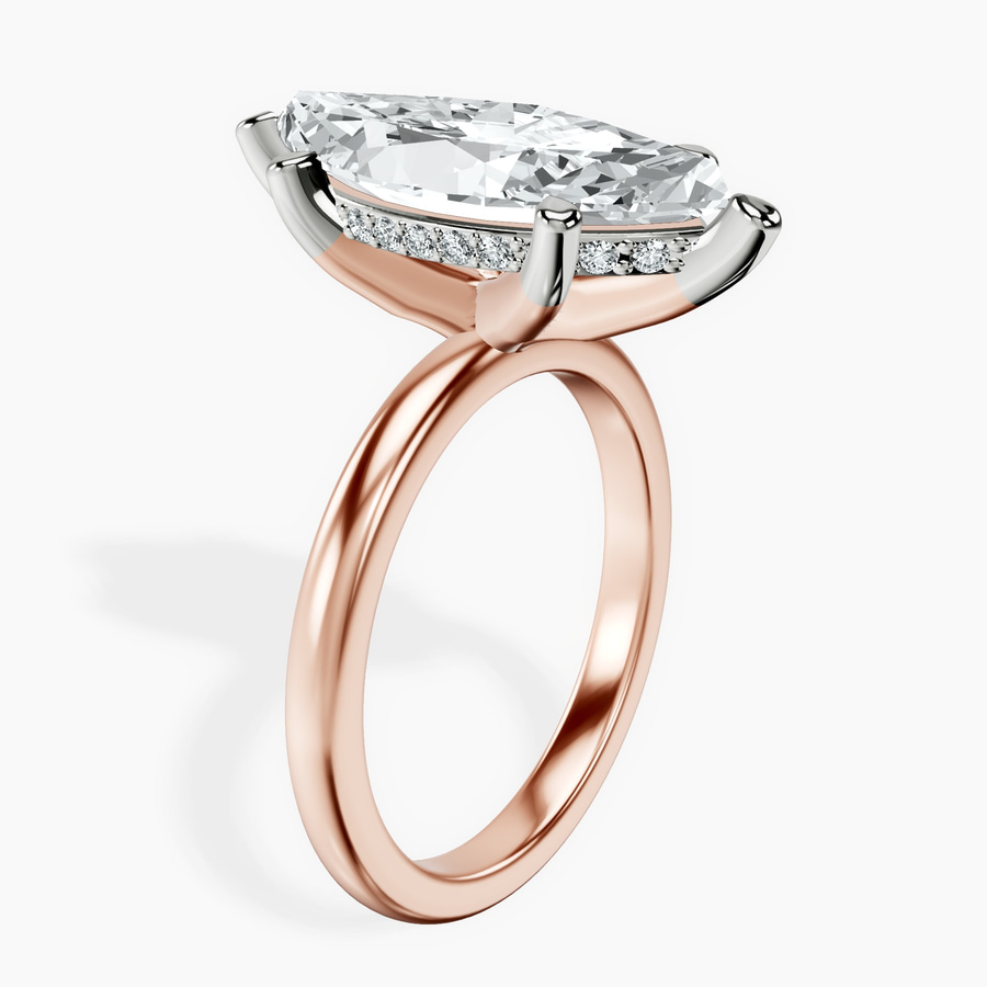 14kt Rose Gold Mildred Hidden Halo Solitaire Lab Diamond Ring standing product image one