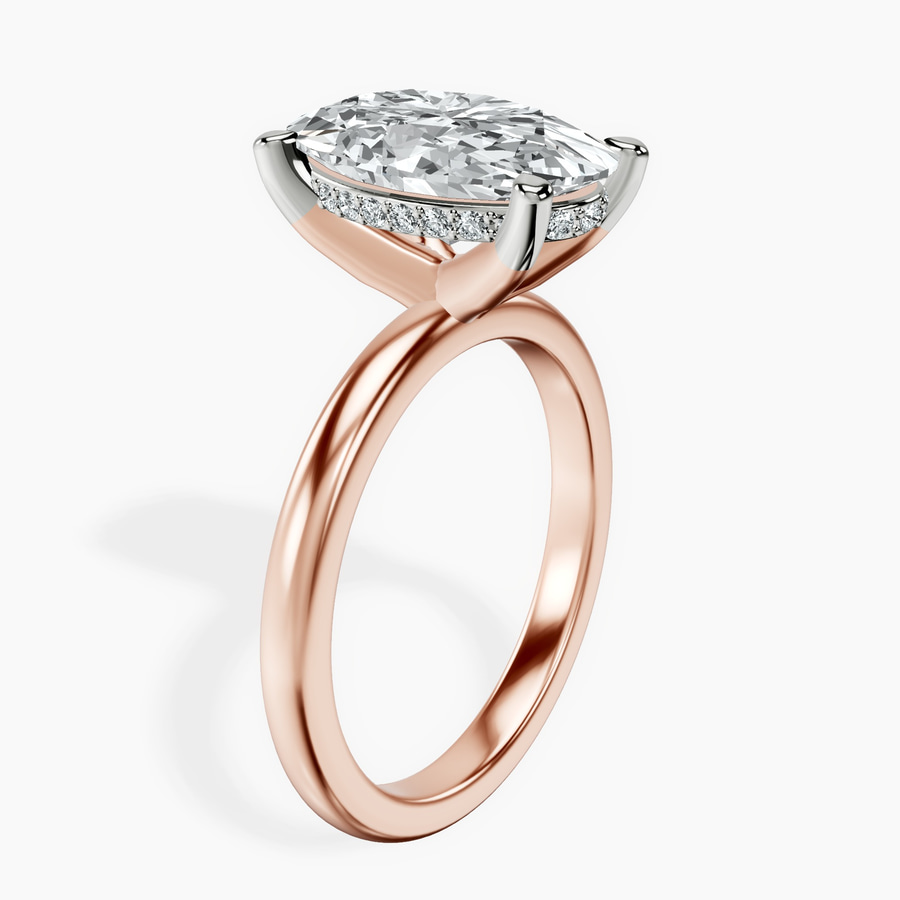 14kt Rose Gold Mildred Hidden Halo Solitaire Lab Diamond Ring standing product image one