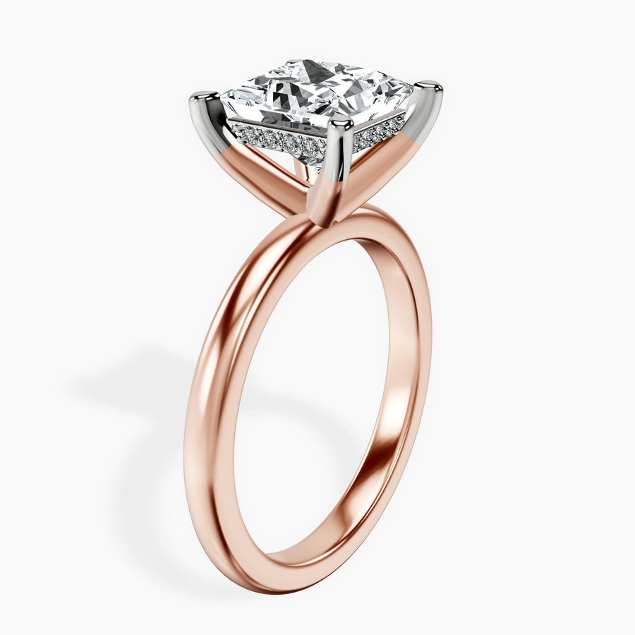 14kt Rose Gold Mildred Hidden Halo Solitaire Lab Diamond Ring standing product image one