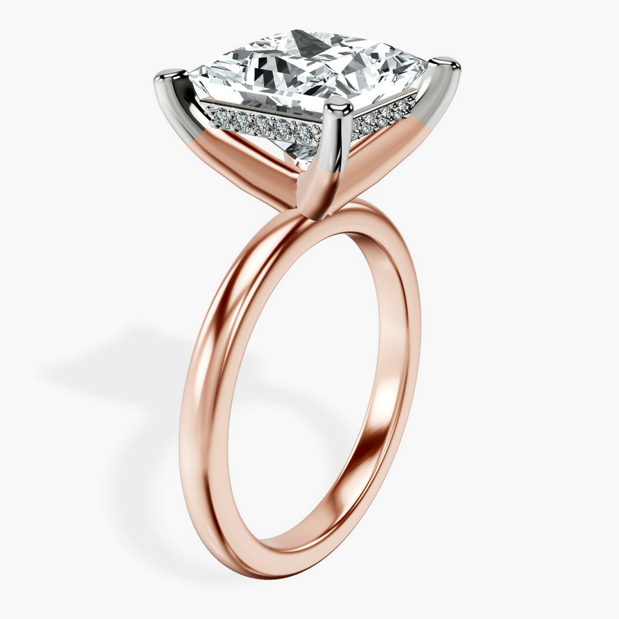 10kt Rose Gold Mildred Hidden Halo Solitaire Lab Diamond Ring standing product image one