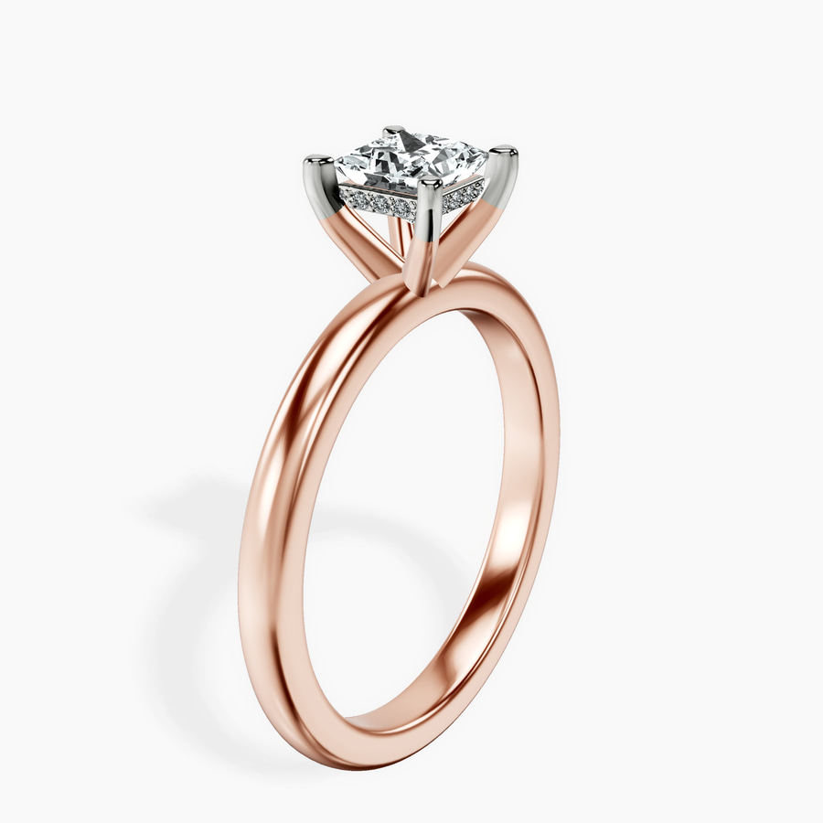 14kt Rose Gold Mildred Hidden Halo Solitaire Lab Diamond Ring standing product image one