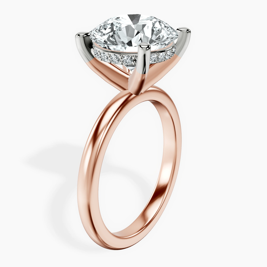 18ct Rose Gold Mildred Hidden Halo Solitaire Lab Diamond Ring standing product image one