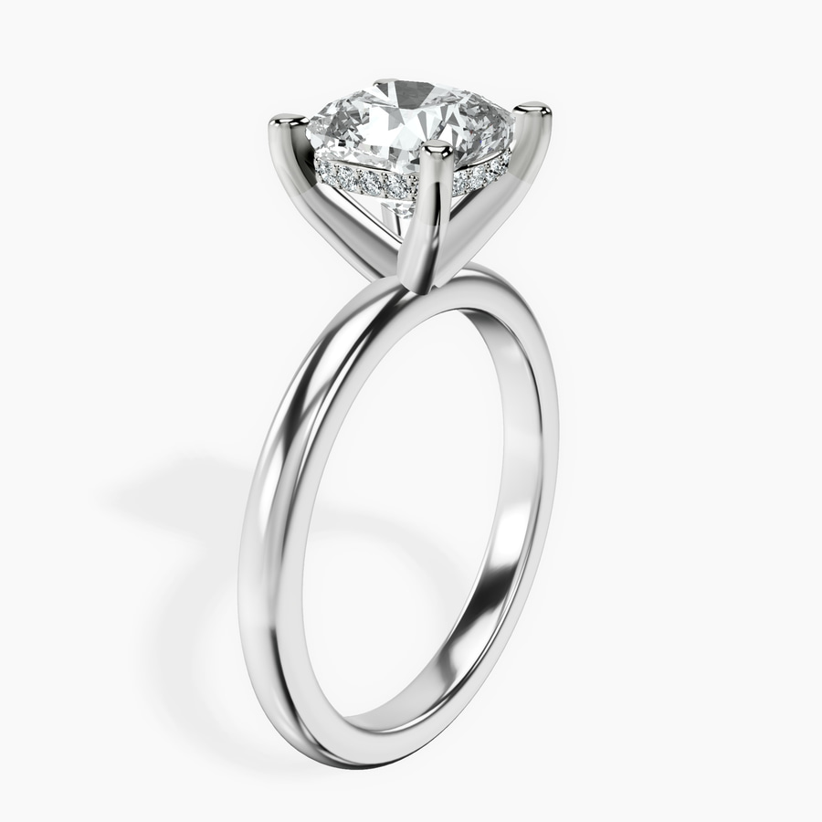 18kt White Gold Mildred Hidden Halo Solitaire Lab Diamond Ring standing product image one