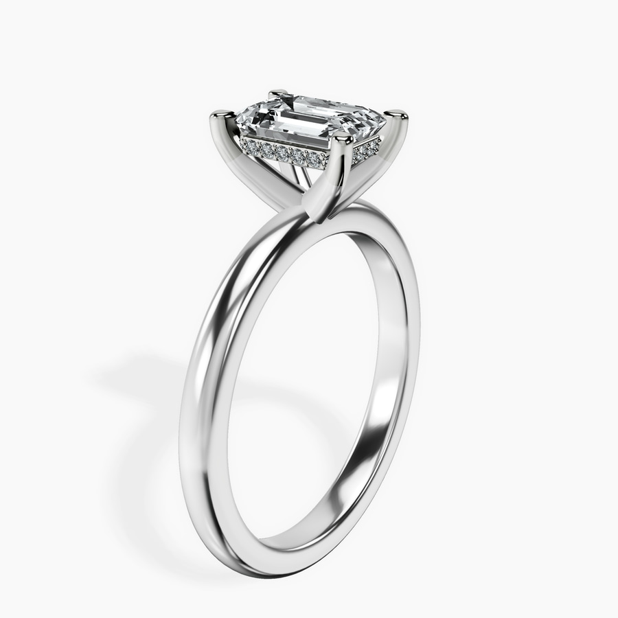 10kt White Gold Mildred Hidden Halo Solitaire Lab Diamond Ring standing product image one