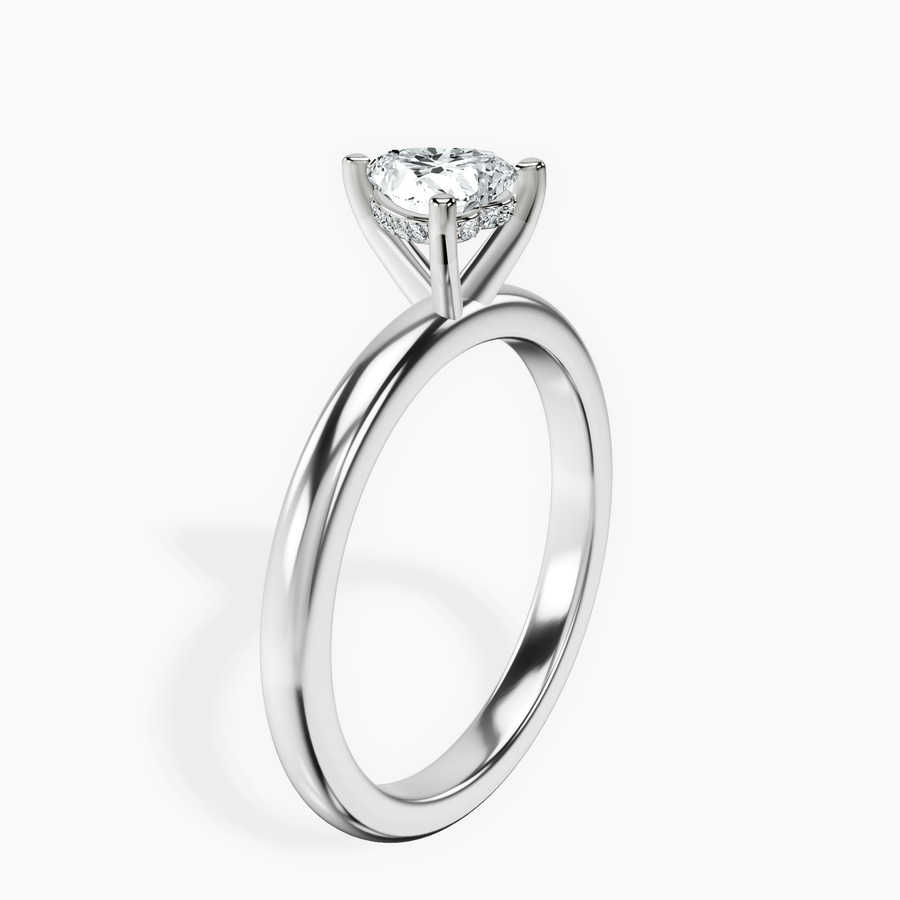10kt White Gold Mildred Hidden Halo Solitaire Lab Diamond Ring standing product image one