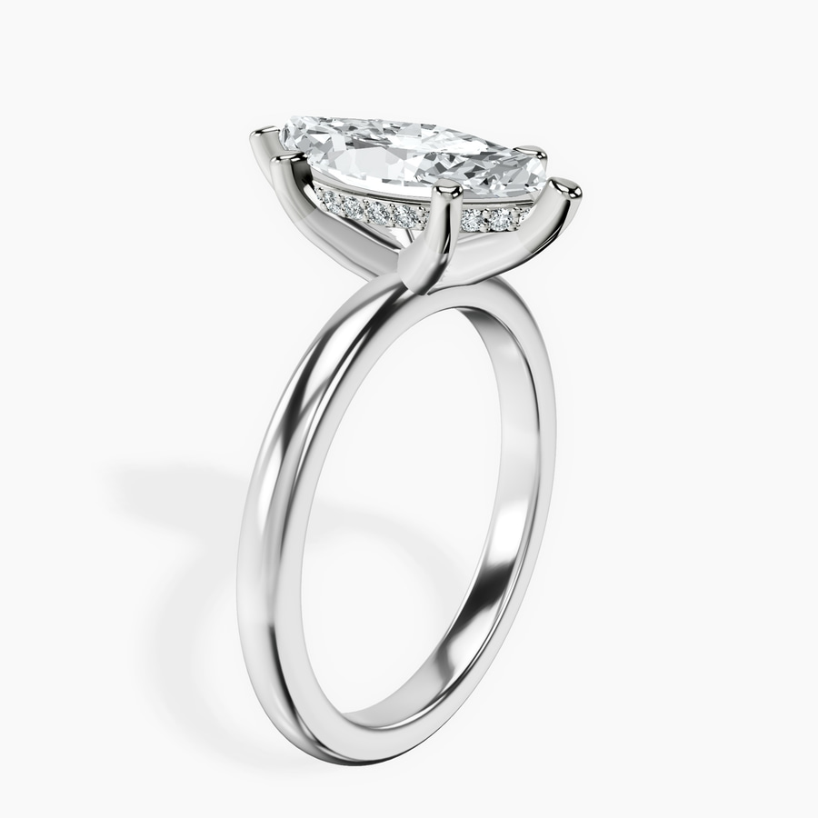 14ct White Gold Mildred Hidden Halo Solitaire Lab Diamond Ring standing product image one