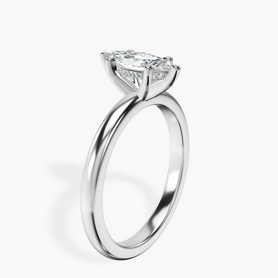 18ct White Gold Mildred Hidden Halo Solitaire Lab Diamond Ring standing product image one