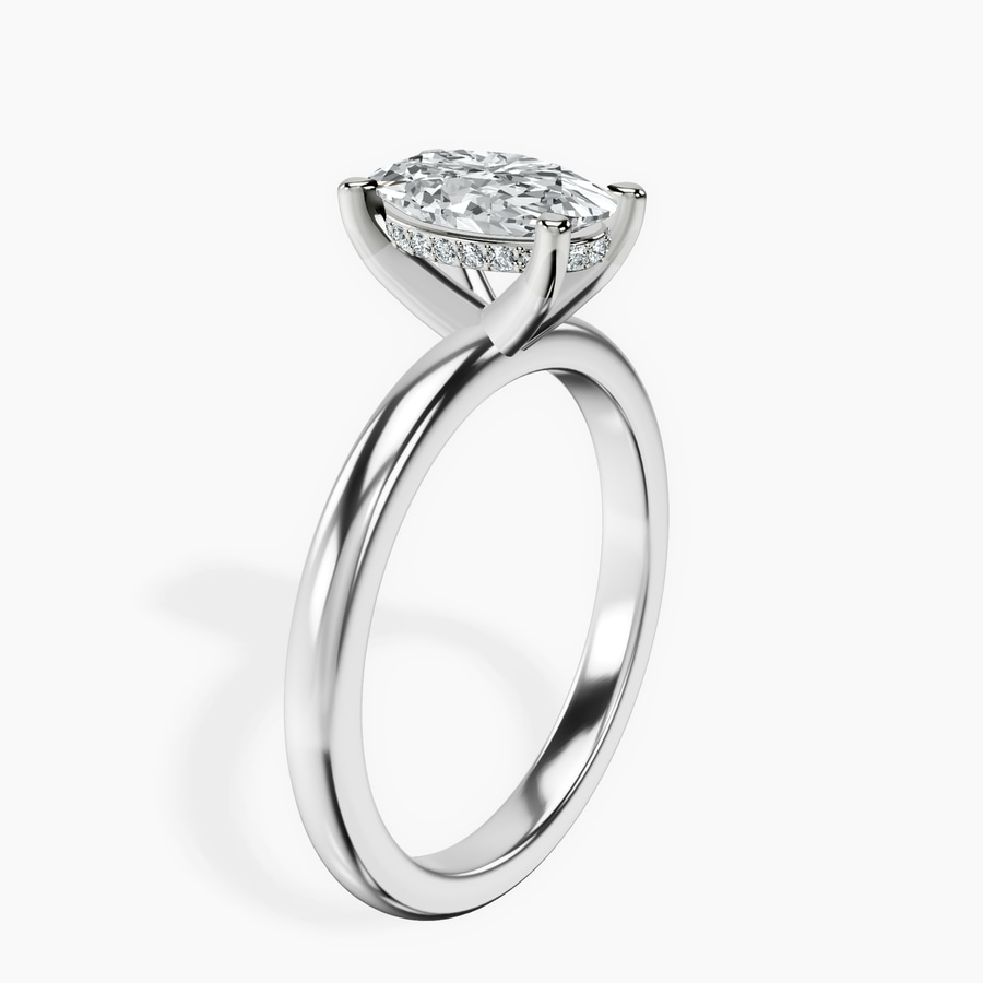 18kt White Gold Mildred Hidden Halo Solitaire Lab Diamond Ring standing product image one